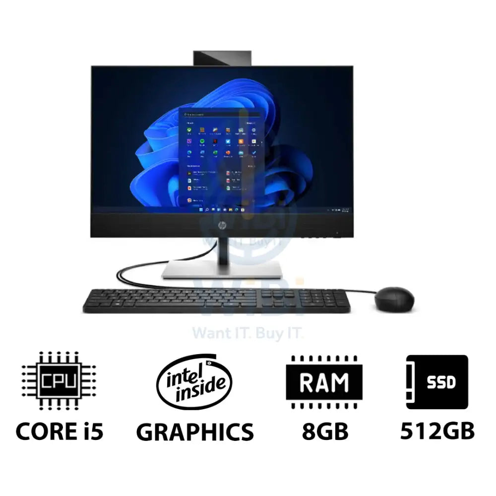 HP ProOne 440 G9 AIO - i5 / 8GB / 512GB (NVMe M.2 SSD) / 23.8’’ FHD Non-Touch / Win 11 Pro / 1YW - Desktop Desktop &