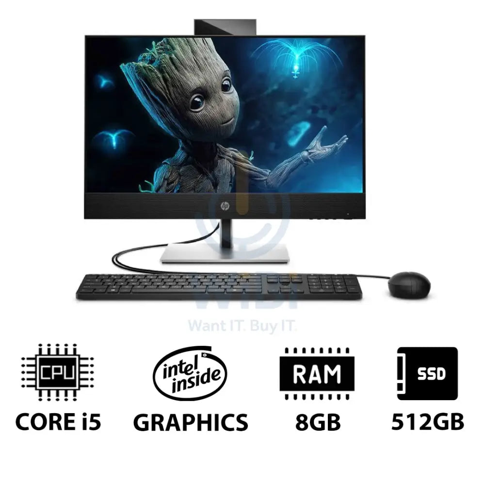 HP ProOne 440 G9 AIO - i5 / 8GB / 512GB (NVMe M.2 SSD) / 23.8’’ FHD Touch / DOS (Without OS) / 1YW / Black - Desktop