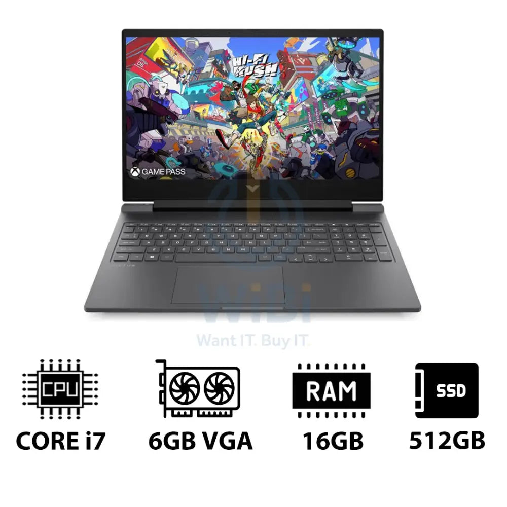 HP Victus Gaming Laptop 16-R1042NE - 16.1’’ FHD / i7 / 16GB / 512GB (NVMe M.2 SSD) / RTX 4050 6GB VGA / DOS (Without