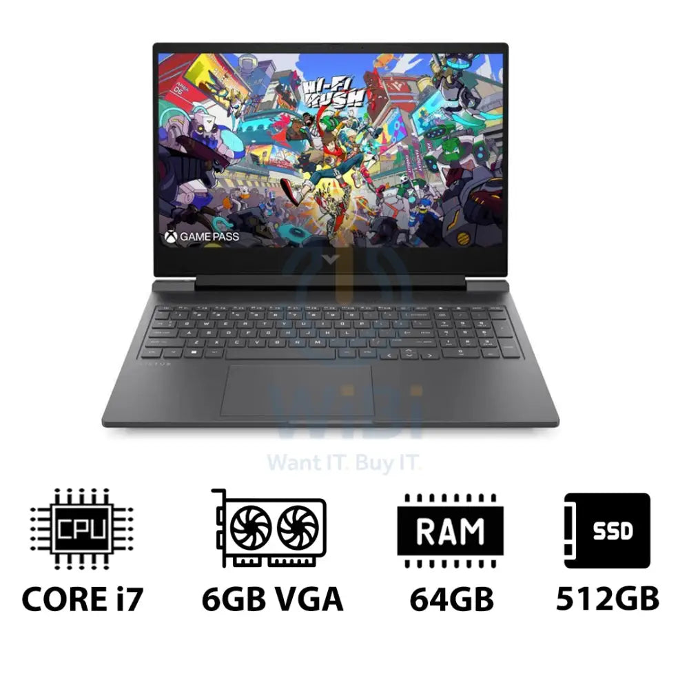 HP Victus Gaming Laptop 16-R1042NE - 16.1’’ FHD / i7 / 64GB / 512GB (NVMe M.2 SSD) / RTX 4050 6GB VGA / DOS (Without