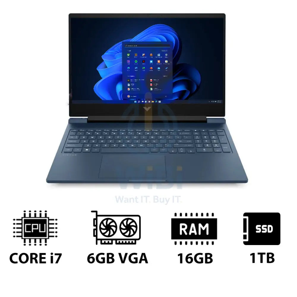 HP Victus Gaming Laptop 16-R1043NE - 16.1’’ FHD / i7 / 16GB / 1TB (NVMe M.2 SSD) / RTX 4050 6GB VGA / Win 11 Pro / 1YW