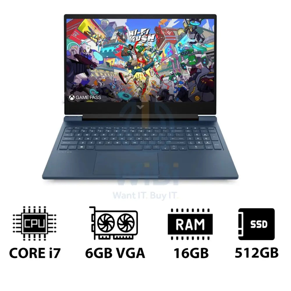HP Victus Gaming Laptop 16-R1043NE - 16.1’’ FHD / i7 / 16GB / 512GB (NVMe M.2 SSD) / RTX 4050 6GB VGA / DOS (Without