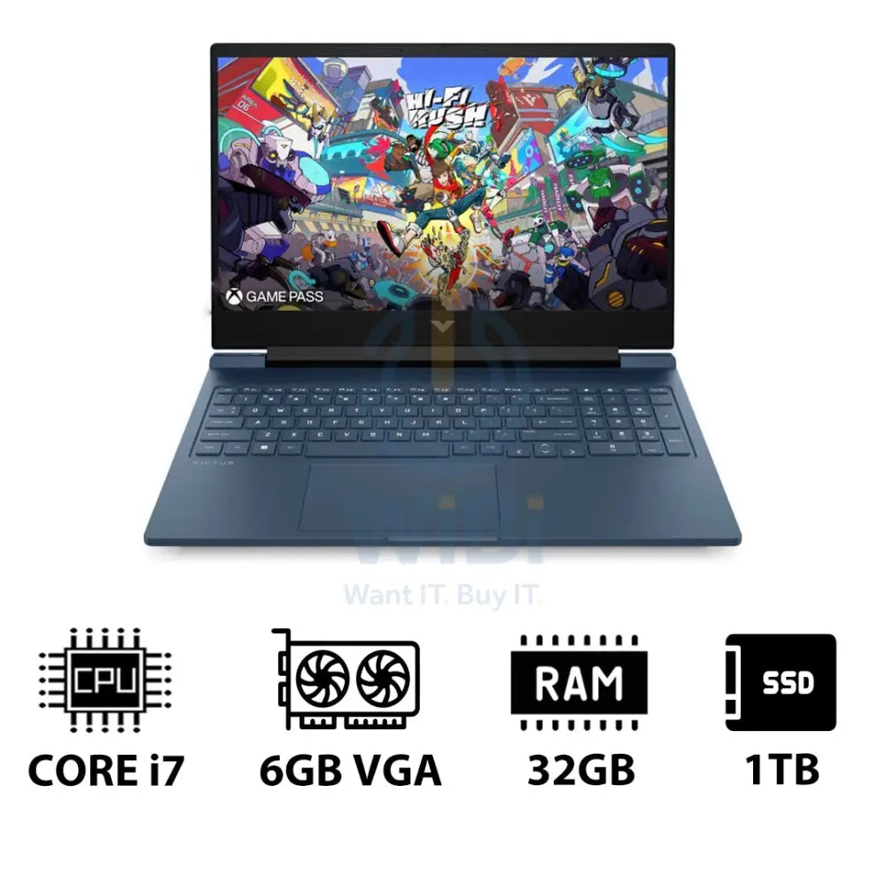 HP Victus Gaming Laptop 16-R1043NE - 16.1’’ FHD / i7 / 32GB / 1TB (NVMe M.2 SSD) / RTX 4050 6GB VGA / DOS (Without OS)