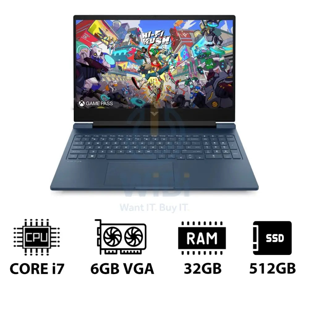 HP Victus Gaming Laptop 16-R1043NE - 16.1’’ FHD / i7 / 32GB / 512GB (NVMe M.2 SSD) / RTX 4050 6GB VGA / DOS (Without