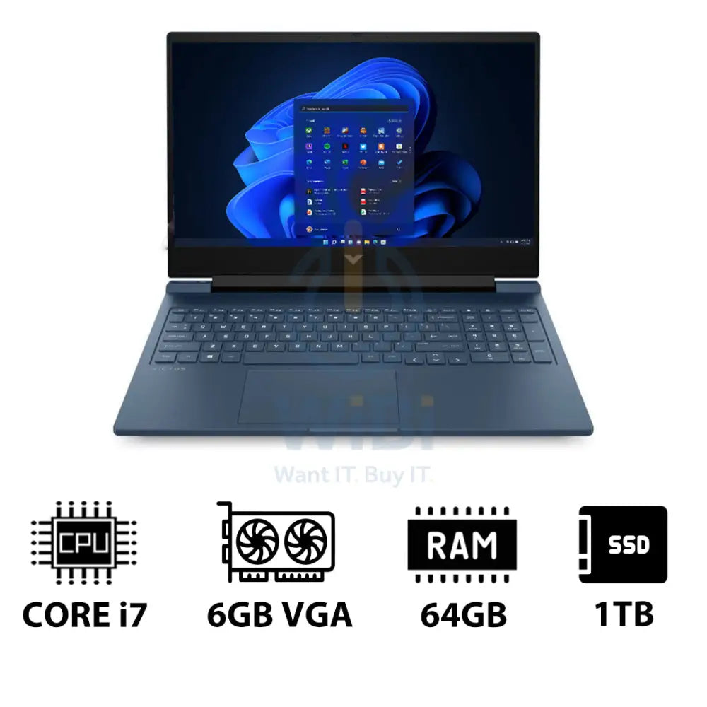 HP Victus Gaming Laptop 16-R1043NE - 16.1’’ FHD / i7 / 64GB / 1TB (NVMe M.2 SSD) / RTX 4050 6GB VGA / Win 11 Pro / 1YW