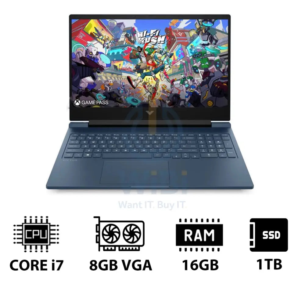 HP Victus Gaming Laptop 16-R1049NE - 16.1’’ FHD / i7 / 16GB / 1TB (NVMe M.2 SSD) / RTX 4060 8GB VGA / DOS (Without OS)