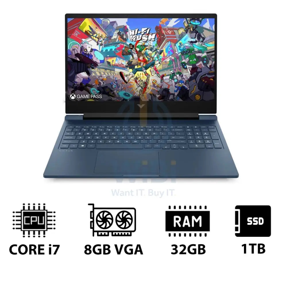 HP Victus Gaming Laptop 16-R1049NE - 16.1’’ FHD / i7 / 32GB / 1TB (NVMe M.2 SSD) / RTX 4060 8GB VGA / DOS (Without OS)