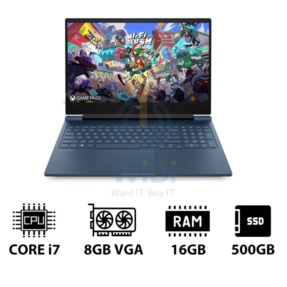 HP Victus Gaming Laptop 16-R1052NE - 16.1’’ FHD / i7 / 16GB / 500GB (NVMe M.2 SSD) / RTX 4070 8GB VGA / DOS (Without