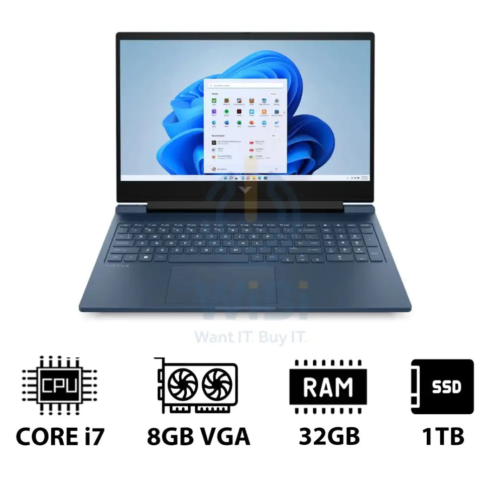 HP Victus Gaming Laptop 16-R1052NE - 16.1’’ FHD / i7 / 32GB / 1TB (NVMe M.2 SSD) / RTX 4070 8GB VGA / Win 11 Pro / 1YW