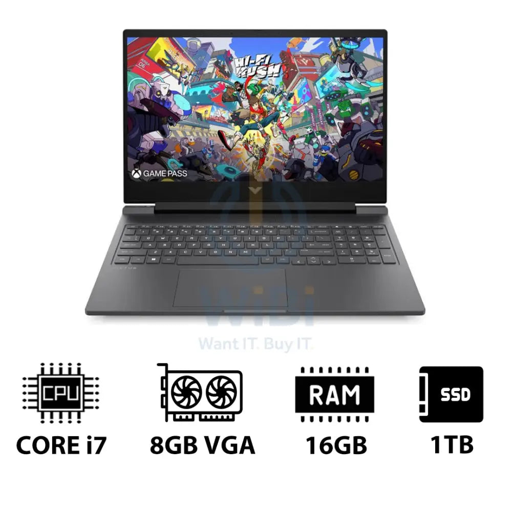 HP Victus Gaming Laptop 16-R1054NE - 16.1’’ FHD / i7 / 16GB / 1TB (NVMe M.2 SSD) / RTX 4060 8GB VGA / DOS (Without OS)