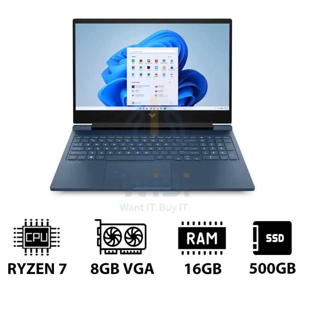 HP Victus Gaming Laptop 16-S0023NE - 16.1’’ QHD / AMD Ryzen 7 / 16GB / 500GB (NVMe M.2 SSD) / RTX 4070 8GB VGA / Win 11