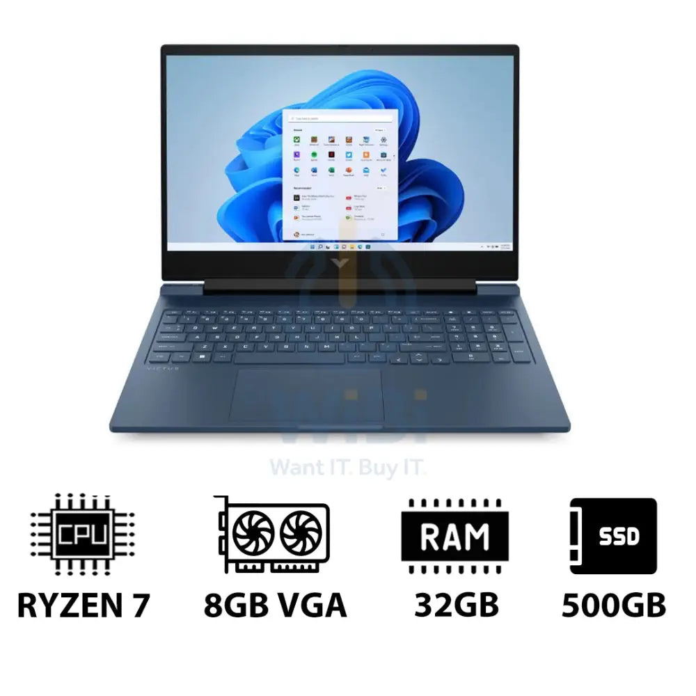 HP Victus Gaming Laptop 16-S0023NE - 16.1’’ QHD / AMD Ryzen 7 / 32GB / 500GB (NVMe M.2 SSD) / RTX 4070 8GB VGA / Win 11
