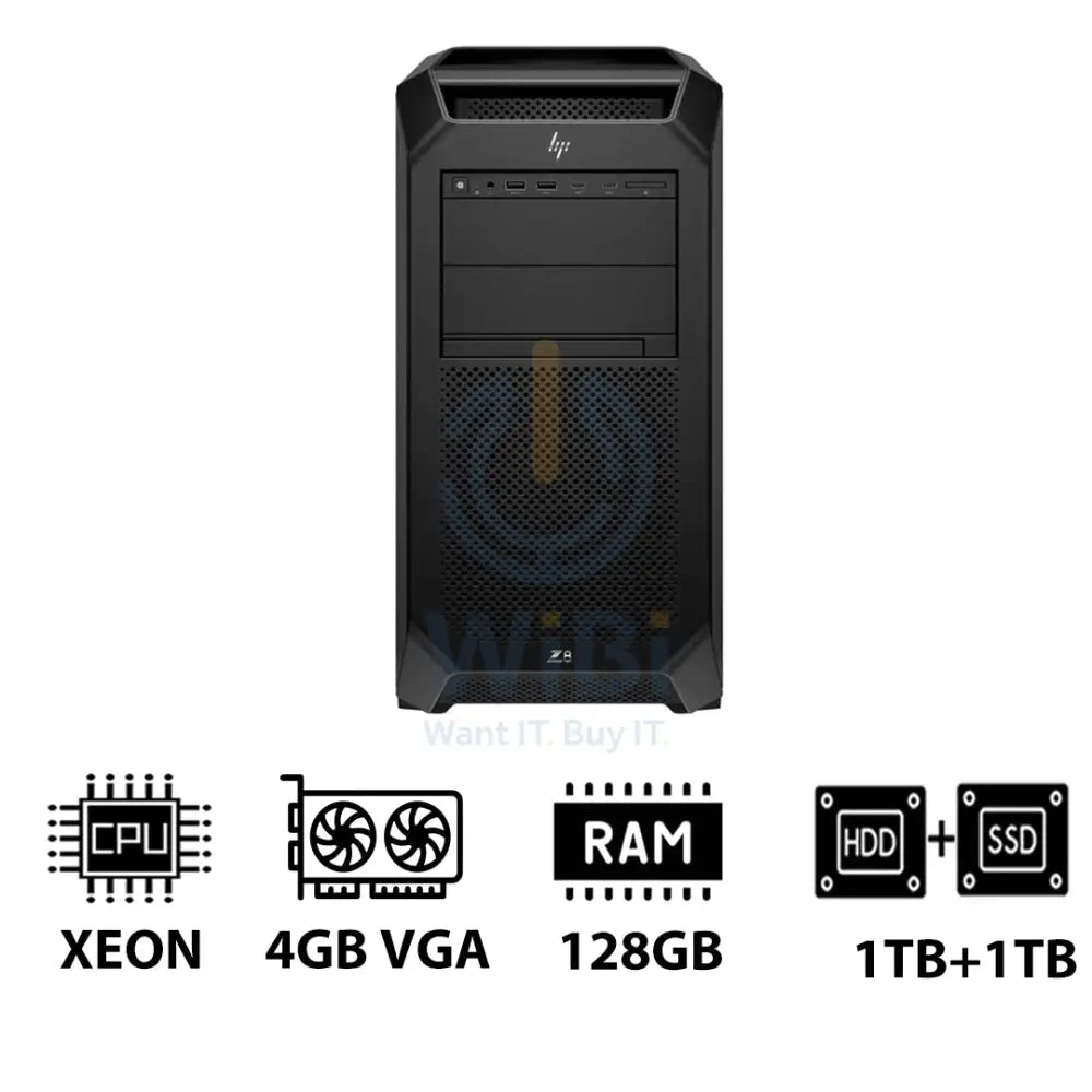 HP Z8 G5 Workstation - Xeon-2.0GHz / 12-Cores / 128GB / 1TB HDD + 1TB (NVMe M.2 SSD) / T400 4GB VGA / Win 11 Pro / 3YW