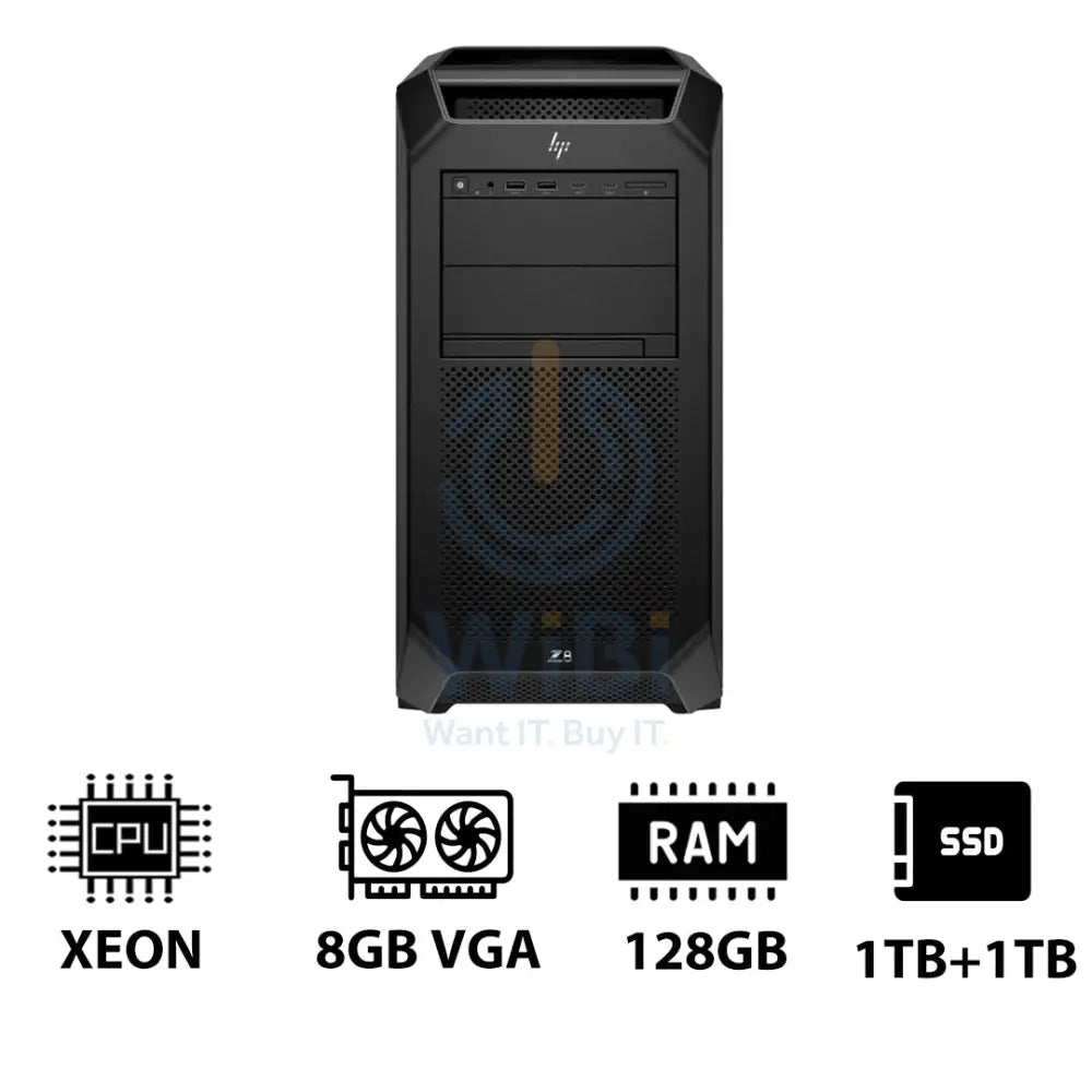 HP Z8 G5 Workstation - Xeon-2.0GHz / 12-Cores / 128GB / 1TB + 1TB (NVMe M.2 SSD) / T1000 8GB VGA / Win 11 Pro / 3YW