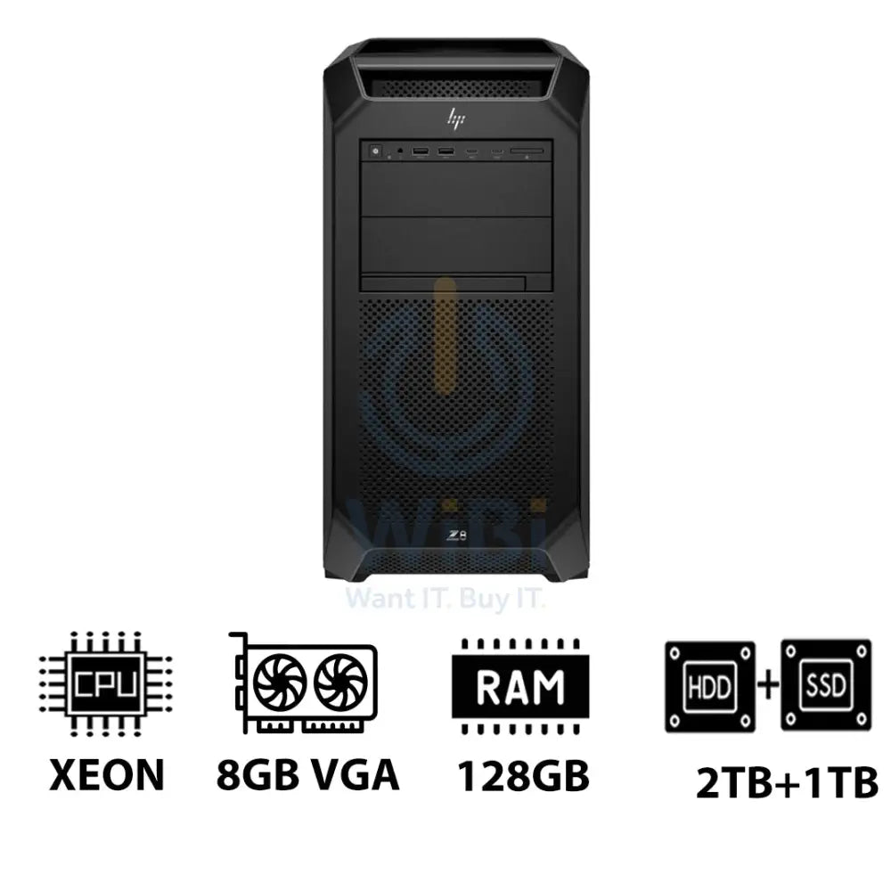 HP Z8 G5 Workstation - Xeon-2.0GHz / 12-Cores / 128GB / 2TB HDD + 1TB (NVMe M.2 SSD) / T1000 8GB VGA / DOS (Without OS)