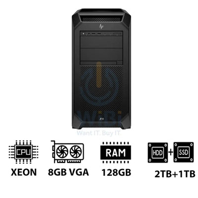 HP Z8 G5 Workstation - Xeon-2.0GHz / 12-Cores / 128GB / 2TB HDD + 1TB (NVMe M.2 SSD) / T1000 8GB VGA / DOS (Without OS)