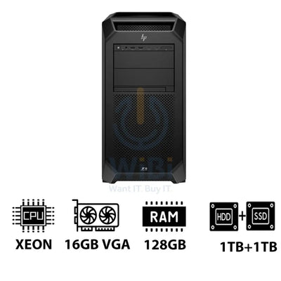 HP Z8 G5 Workstation - Xeon-2.0GHz / 12-Cores / 128GB / RTX 2000 ADA 16GB VGA / 1TB HDD + 1TB (NVMe M.2 SSD) / Win 11