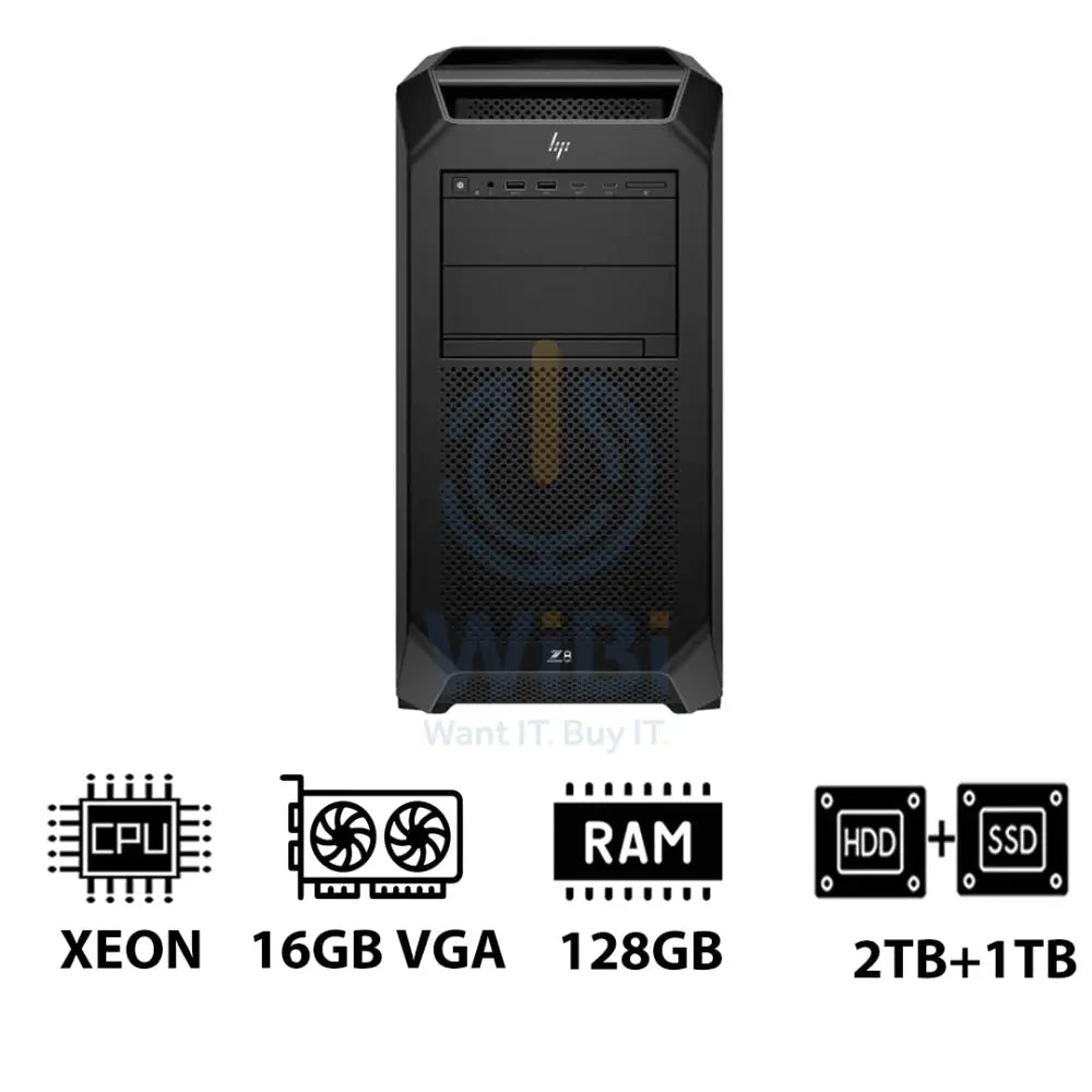 HP Z8 G5 Workstation - Xeon-2.0GHz / 12-Cores / 128GB / RTX 2000 ADA 16GB VGA / 2TB HDD + 1TB (NVMe M.2 SSD) / Win 11