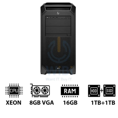 HP Z8 G5 Workstation - Xeon-2.0GHz / 12-Cores / 16GB / 1TB HDD + 1TB (NVMe M.2 SSD) / T1000 8GB VGA / Win 11 Pro / 3YW