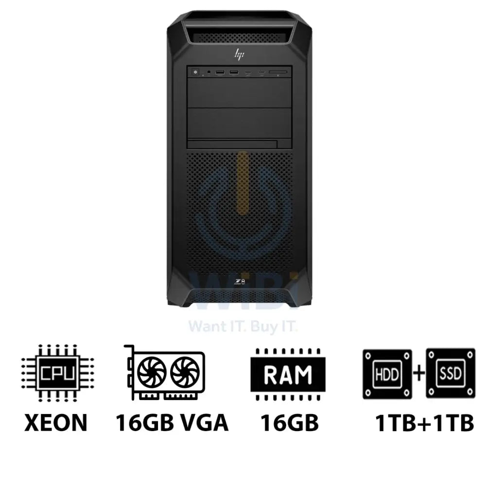 HP Z8 G5 Workstation - Xeon-2.0GHz / 12-Cores / 16GB / RTX 2000 ADA 16GB VGA / 1TB HDD + 1TB (NVMe M.2 SSD) / Win 11