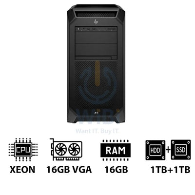 HP Z8 G5 Workstation - Xeon-2.0GHz / 12-Cores / 16GB / RTX 2000 ADA 16GB VGA / 1TB HDD + 1TB (NVMe M.2 SSD) / Win 11
