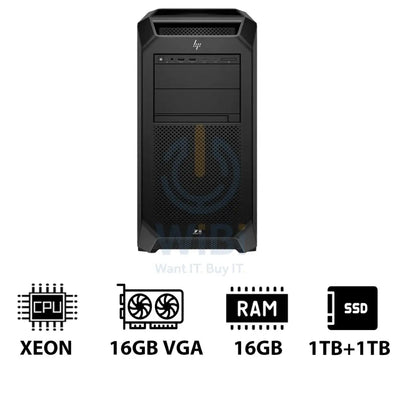 HP Z8 G5 Workstation - Xeon-2.0GHz / 12-Cores / 16GB / RTX 2000 ADA 16GB VGA / 1TB + 1TB (NVMe M.2 SSD) / DOS (Without