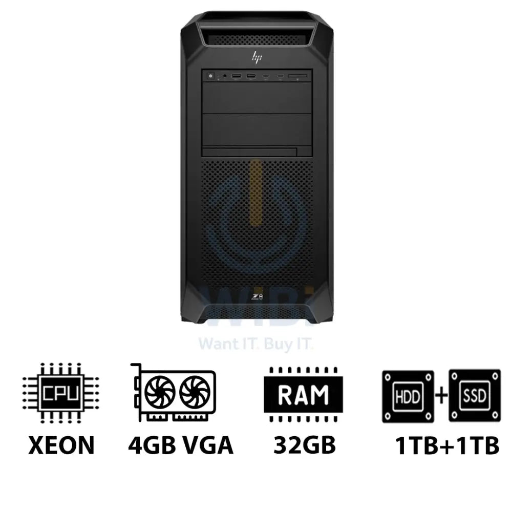 HP Z8 G5 Workstation - Xeon-2.0GHz / 12-Cores / 32GB / 1TB HDD + 1TB (NVMe M.2 SSD) / T400 4GB VGA / DOS (Without OS)
