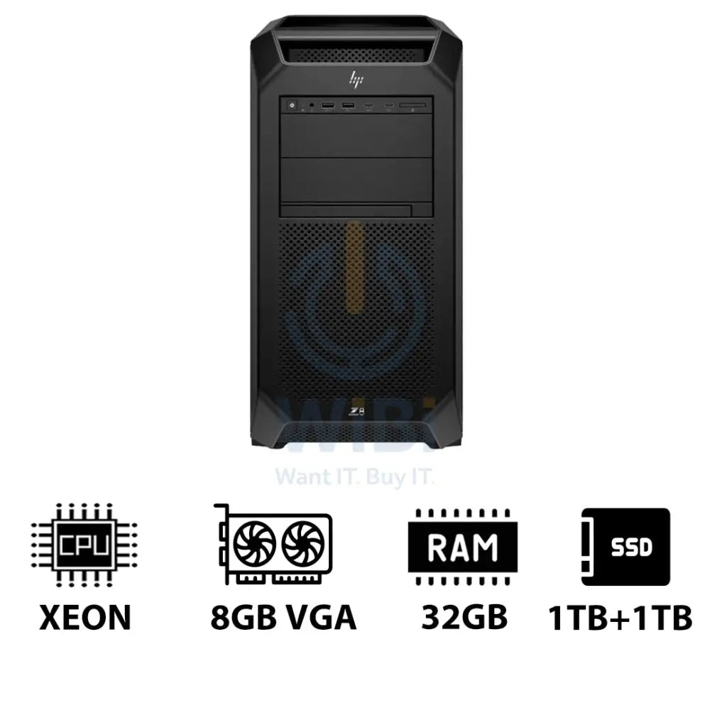HP Z8 G5 Workstation - Xeon-2.0GHz / 12-Cores / 32GB / 1TB + 1TB (NVMe M.2 SSD) / T1000 8GB VGA / DOS (Without OS)