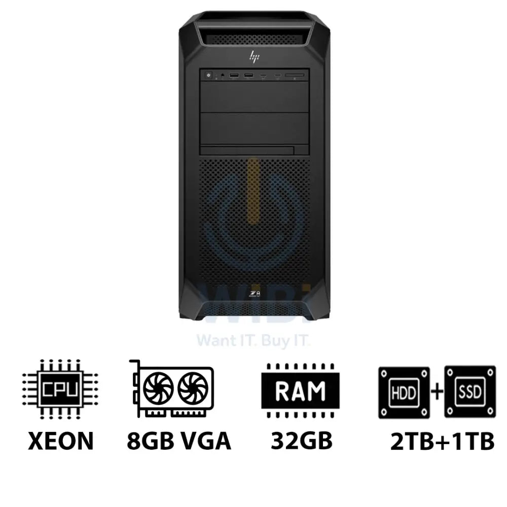 HP Z8 G5 Workstation - Xeon-2.0GHz / 12-Cores / 32GB / 2TB HDD + 1TB (NVMe M.2 SSD) / T1000 8GB VGA / Win 11 Pro / 3YW