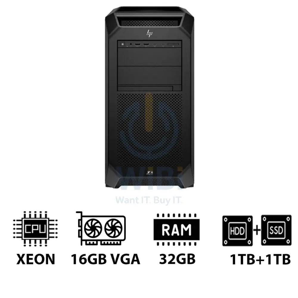HP Z8 G5 Workstation - Xeon-2.0GHz / 12-Cores / 32GB / RTX 2000 ADA 16GB VGA / 1TB HDD + 1TB (NVMe M.2 SSD) / Win 11