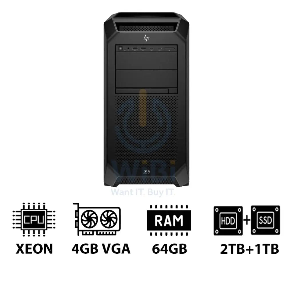 HP Z8 G5 Workstation - Xeon-2.0GHz / 12-Cores / 64GB / 2TB HDD + 1TB (NVMe M.2 SSD) / T400 4GB VGA / DOS (Without OS)