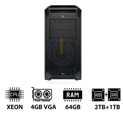 HP Z8 G5 Workstation - Xeon-2.0GHz / 12-Cores / 64GB / 2TB HDD + 1TB (NVMe M.2 SSD) / T400 4GB VGA / DOS (Without OS)