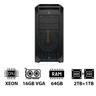 HP Z8 G5 Workstation - Xeon-2.0GHz / 12-Cores / 64GB / RTX 2000 ADA 16GB VGA / 2TB HDD + 1TB (NVMe M.2 SSD) / DOS