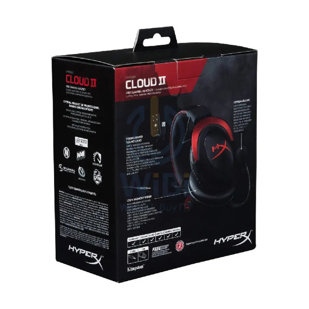 HyperX Cloud II-Pro Gaming Headset - Red & Black Accessories > Audio > Headphones > Gaming Zone