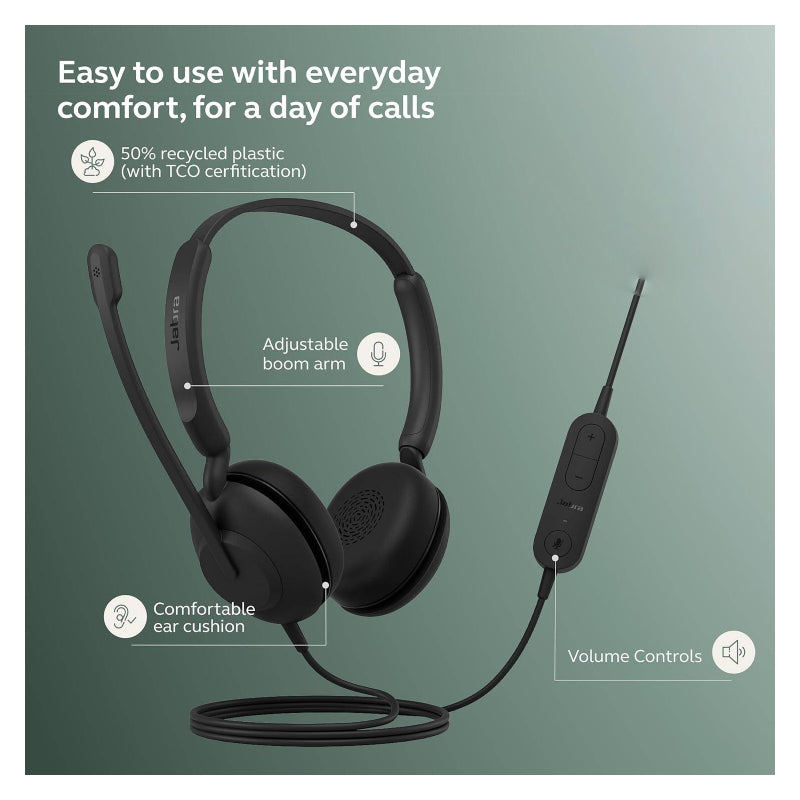 Jabra Evolve 10 Stereo Headphone - Wired / USB-A / Black