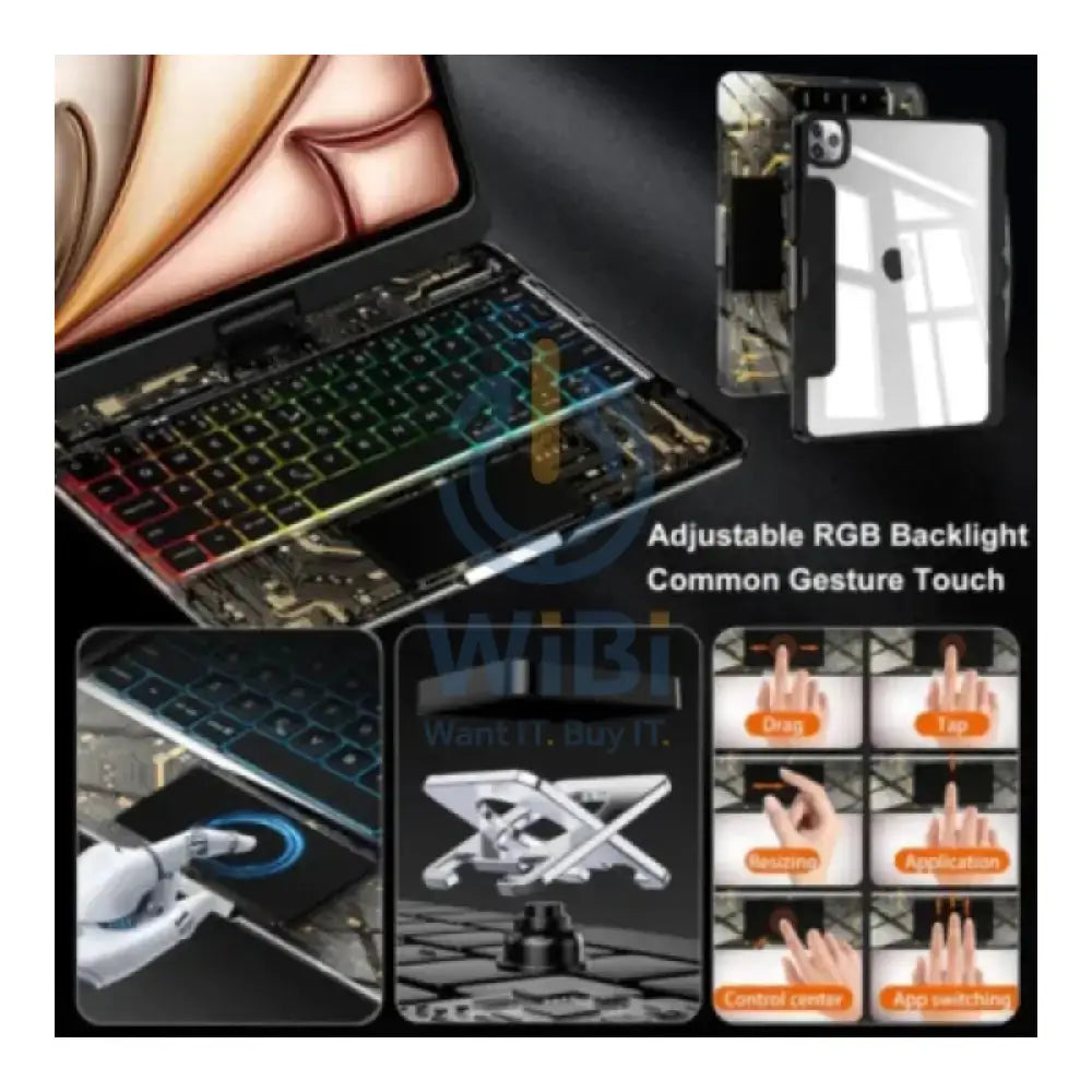 iFacemall Keyboard Case for iPad Air 11 RGB Backlit Accessories > Mobiles & Tablets > Tablets > Keyboard & Mouse