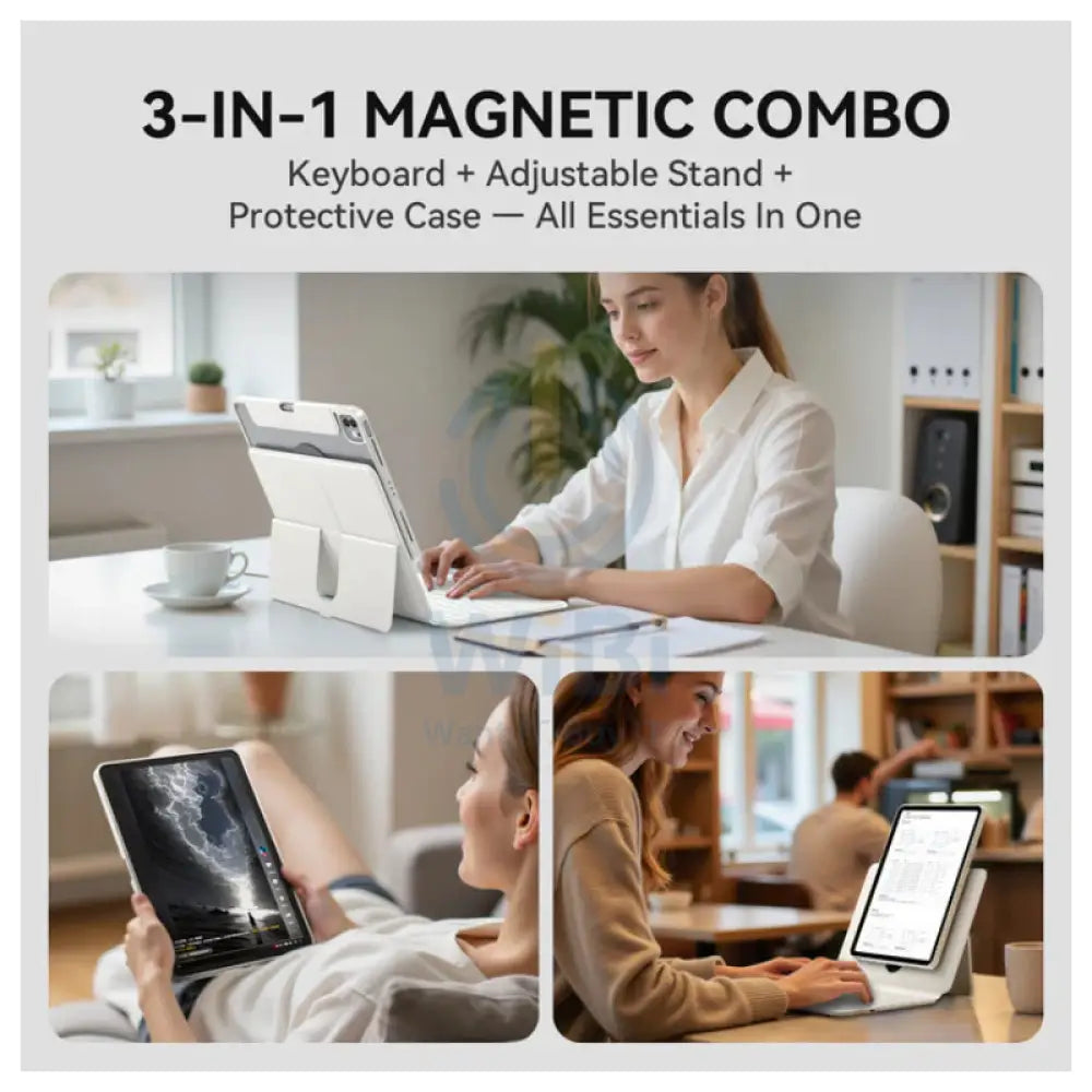 iFacemall Keyboard Case for iPad Air 11 - RGB Backlit – White Accessories > Mobiles & Tablets > Tablets > Keyboard &