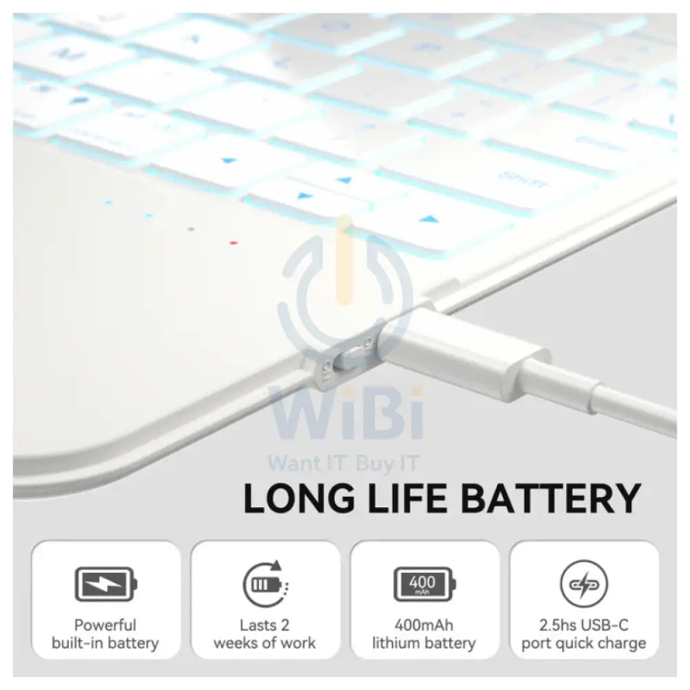 iFacemall Keyboard Case for iPad Air 11 - RGB Backlit – White Accessories > Mobiles & Tablets > Tablets > Keyboard &