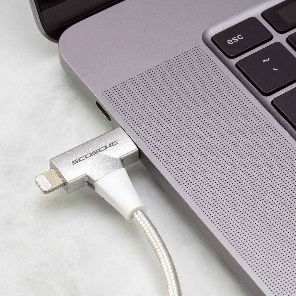 Scosche StrikeLine™ HH 2-in-1 USB-C to C®/Lightning™ Cable - White
