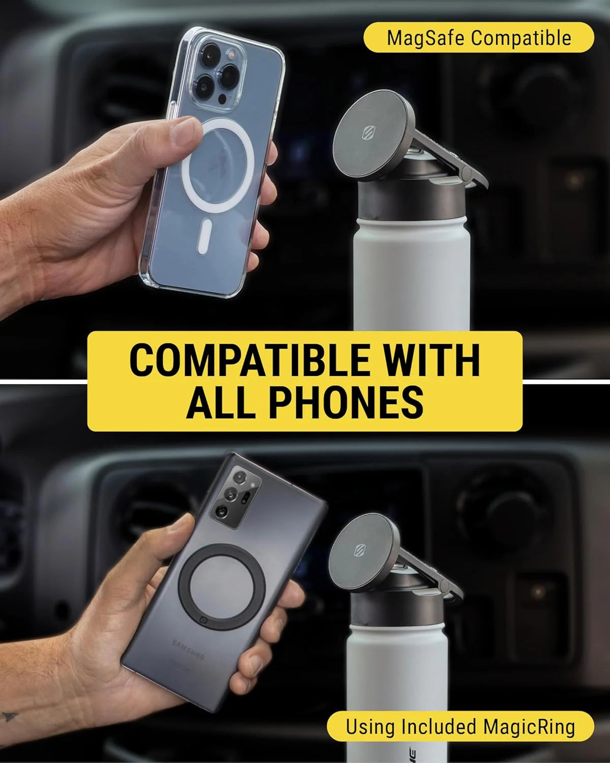 Bundle Offer - Scosche MagicMount Flask 650 ml Stainless Steel Insulated Water Bottle - Black + Ice Towel (Sleeve Packaging) - Gray +  Seawag Mela Universal SmartPhone WaterProof Case - Black + Waboba Classic Soccer ball - Sport line
