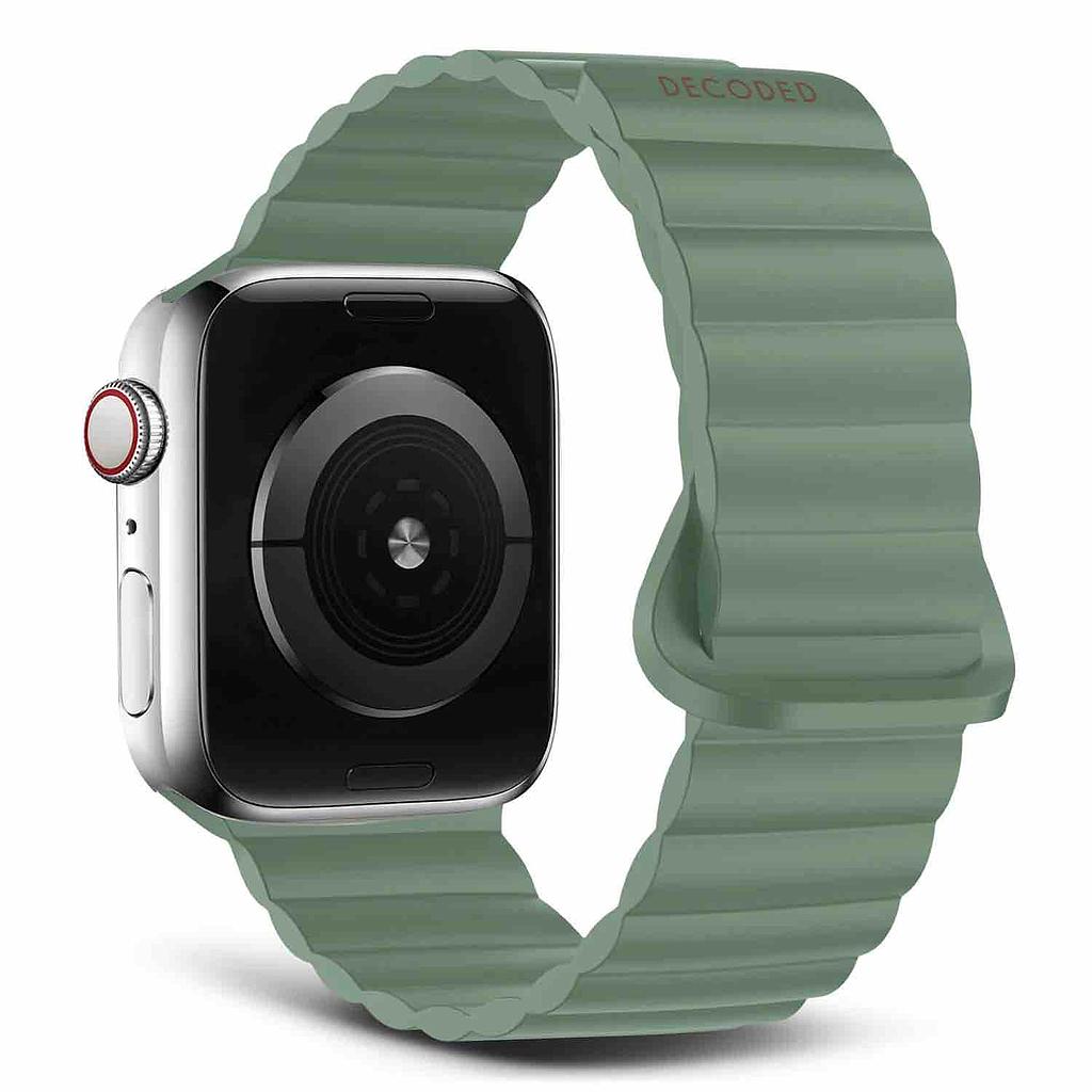 Decoded Apple Watch 49/45/44/42 mm Gen 1-10-SE Silicone Magnet Traction Loop Strap Lite - Sage Leaf Green