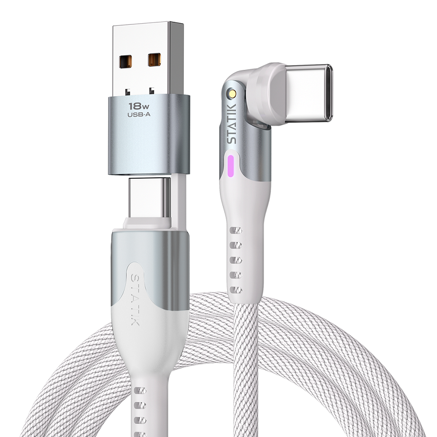 Statik PowerPivot Pro 100w Nylon Braided C-C Cable 3m - White