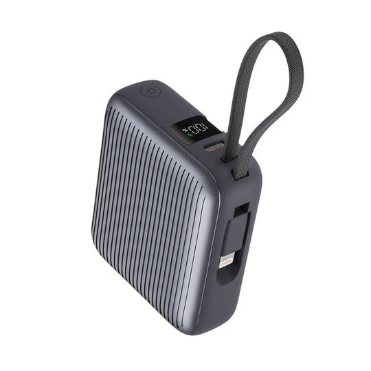 Lzel Mini Neurode Sync Power Bank with Built-in-Cable - 10000mAh / 22.5W / USB-A / USB-C / Black