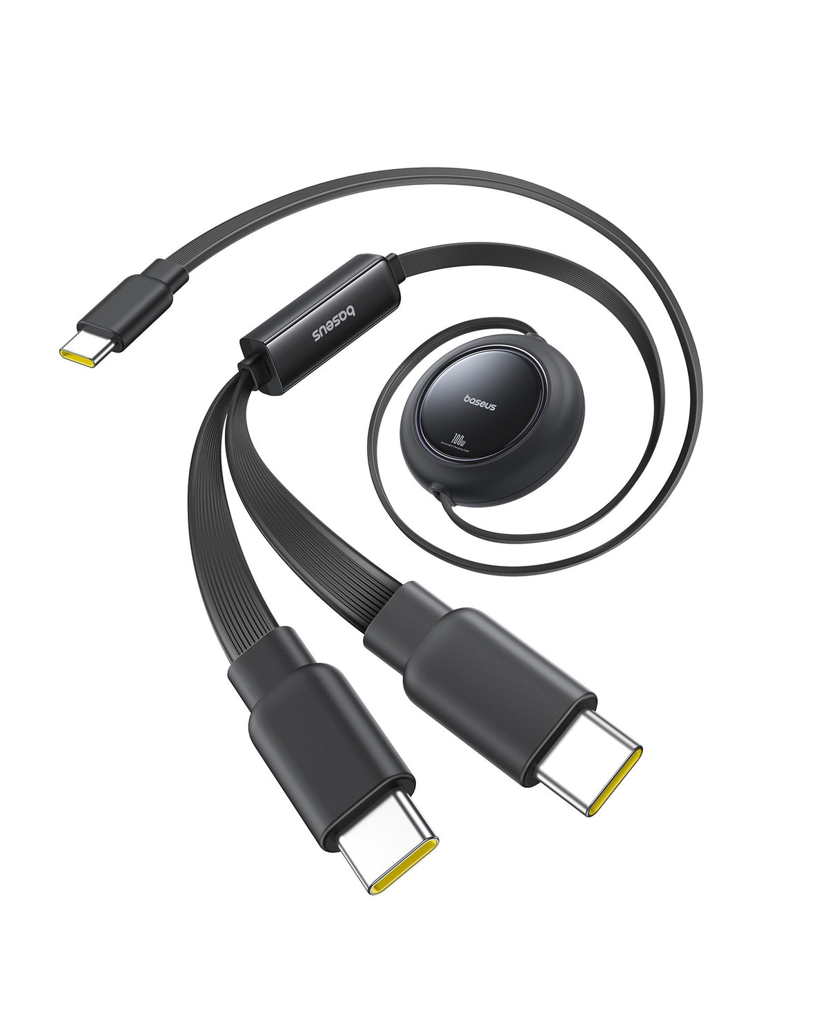 Baseus Free2Pull Mini 2-in-1 Retractable Fast charging Cable - USB-C / 100W / 1.2 Meter / Cosmic Black