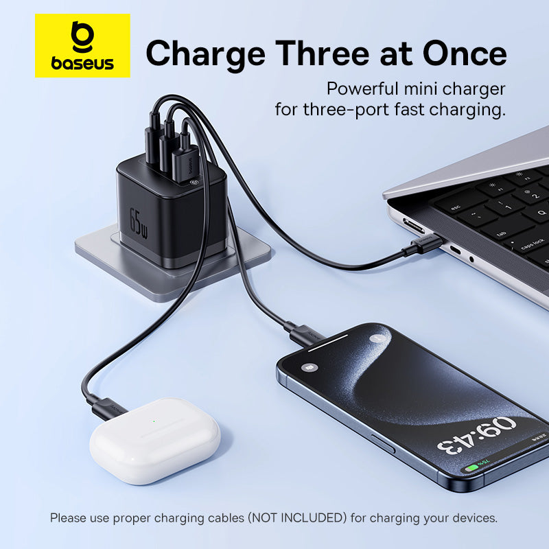 Baseus Palm Fast Charger - 65W / USB-A / USB-C / Cosmic Black