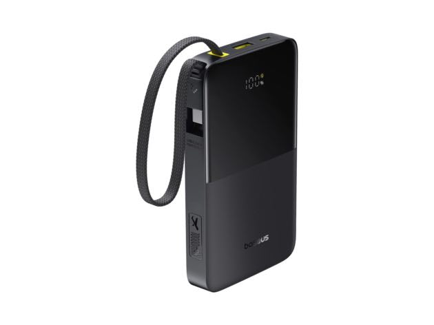 Baseus EnerFill FC51 Bipow2 Pro Digital Display Power Bank with Built-in Cable - 10000mAh / 22.5W / Cosmic Black