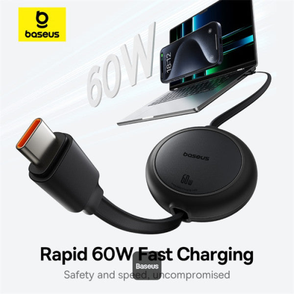 Baseus Free2Pull Mini Cable - USB-C / 60W / 1 Meter / Cluster Black