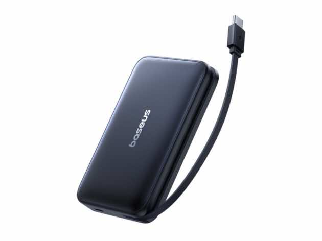 Baseus PicoGo AM61 Qi2.2 Magnetic Power Bank with Built-in Cable - 10000mAh / 45W / USB-C / Cosmic Black