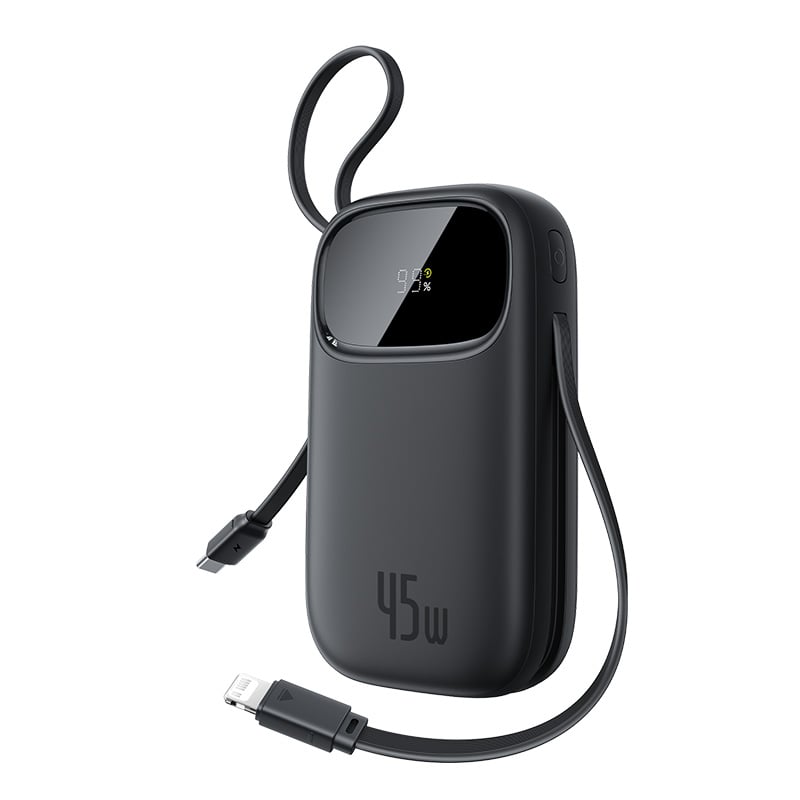 Baseus EnerFill FC31 Qpow 3 Digital Display Power Bank with USB-C & Lightning Cables - 20000mAh / 45W / Cosmic Black