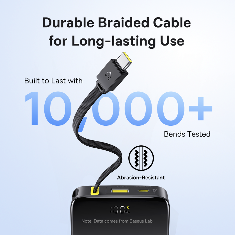 Baseus EnerFill FC51 Bipow2 Pro Digital Display Power Bank with Built-in Cable - 10000mAh / 22.5W / Cosmic Black